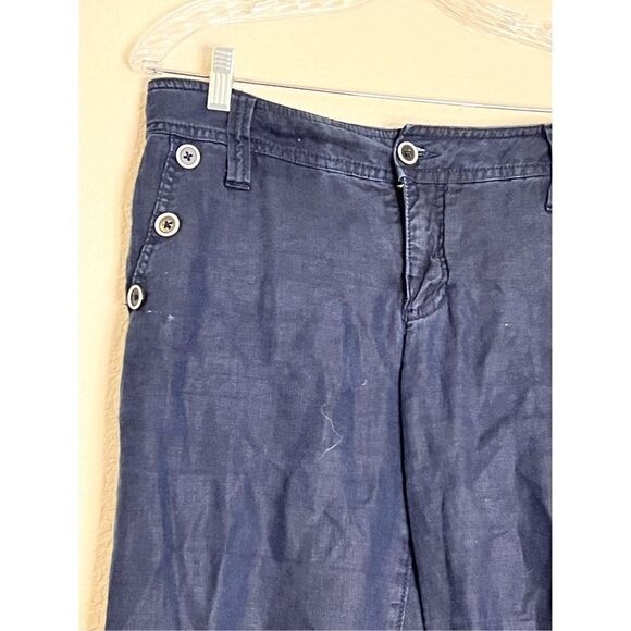 Cabi Linen Crop Pants Navy Blue Nautical Beach Capri Loose Fit Style #192 10 - Picture 2 of 5